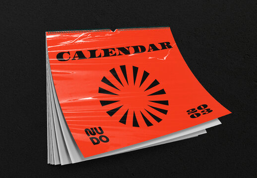 Bold Red Calendar Mockup Design PSD