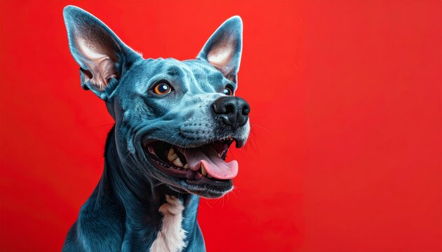 A cute black Great Dane and a domestic Corso puppy are sitting in a studio for a purebred dog portrait