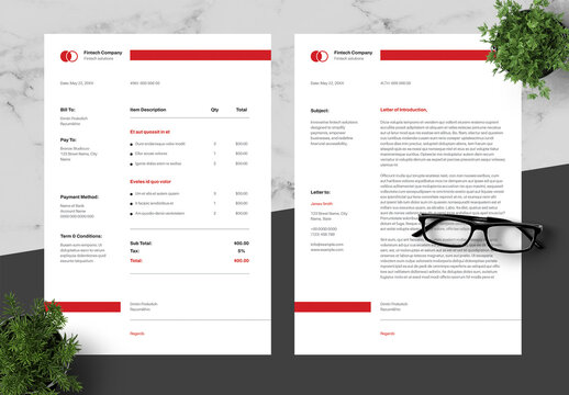 Red And Black Invoice Letterhead