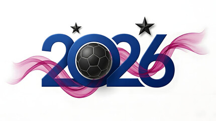 Fototapeta premium 2026 world football tournament graphic with black soccer ball football championship tournament
