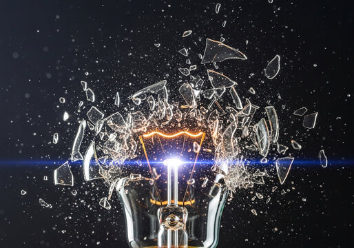 Exploding Light Bulb with Glass Shattering