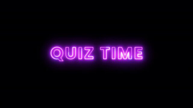 Quiz Time Neon Electric Arcade Text Alpha Channel 4K Video