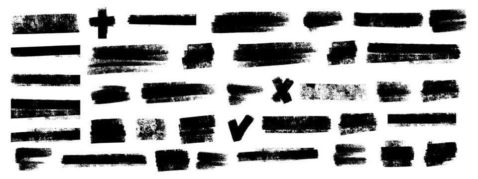 Linocut roller stroke collection. Distressed paint smears, stripe underlines and hand drawn elements.
