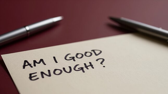Self-doubt note am i good enough handwritten with pens