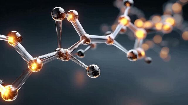 The process of examining detailed molecular structures and their connections. The lighting highlights different parts of each structure.