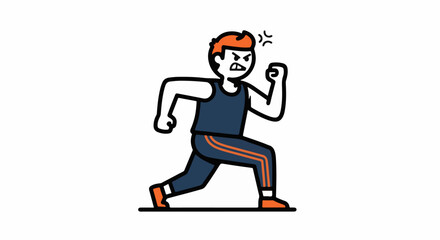 Fototapeta premium Energetic cartoon character running with determination and sweat.