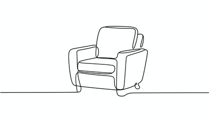 Fototapeta premium Minimalist armchair one line drawing design element with continuous line