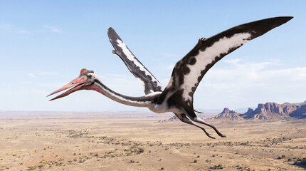 Naklejka premium Quetzalcoatlus Flying Over Ancient Desert