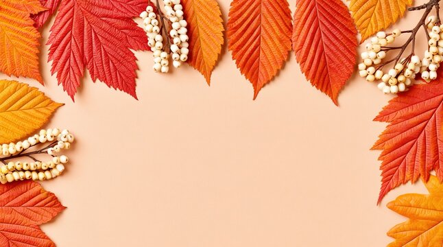 Autumn leaves border frame, seasonal decoration for fall holidays
