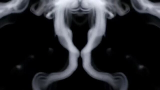 luminous pure white ethereal vapor plumes swirl, expand, and coalesce against an infinite matte black void, captured in cinematic slow-motion with a dolly zoom. concept of digital transformation and