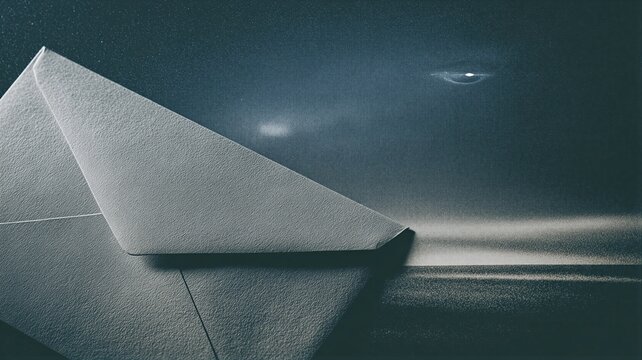 Sealed envelope under night sky with glowing unidentified flying object. Government document declassification concept regarding extraterrestrial life. Secret alien investigation file imagery.