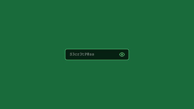 Animated password entry field being filled on a green background