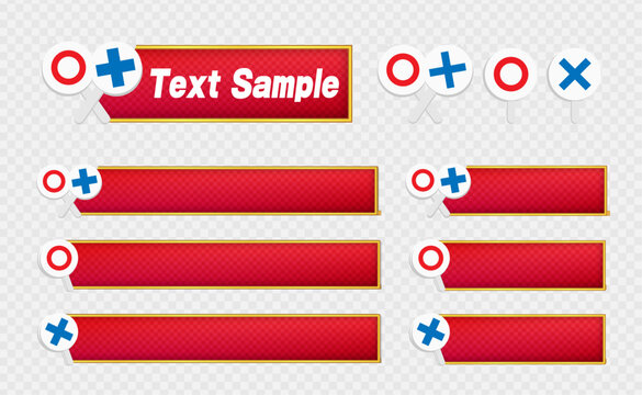 Red text base with circle and cross icons