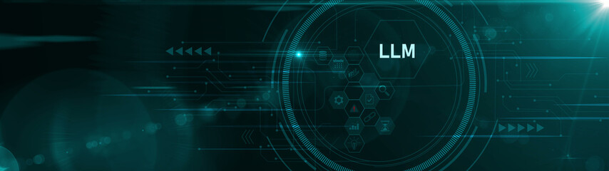 LLM Technology Concept with Glowing Blue and Connections Representing Artificial Intelligence and Data Exchange. Motion graphics of Large Language Model © Masha Stock