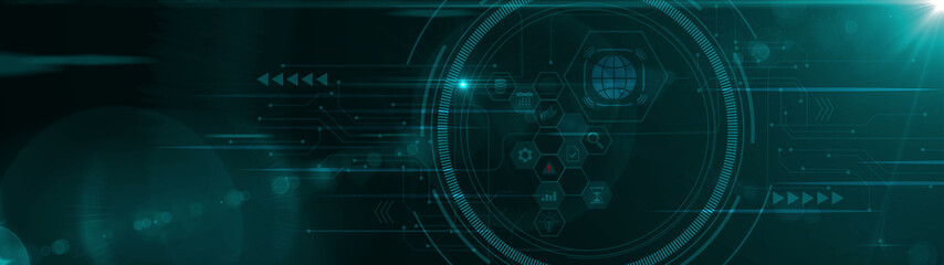 Obraz premium Telecommunications: Digital interface off inspiration bright idea and creative thinking energetic on digital network connectivity, communication. Motion graphics of network concept