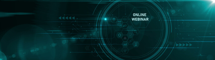 Obraz premium Online webinar concept animation. Business, Technology, Internet and network concept. Financial success. Motion graphics of online concept