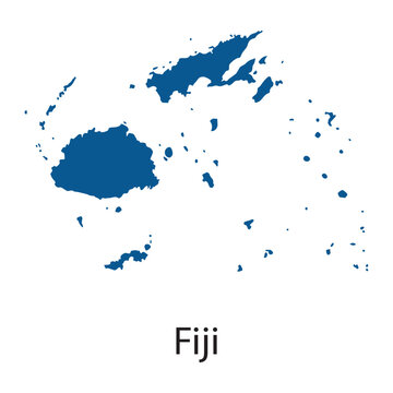 Stylized vector map illustration of the South Pacific island nation of Fiji archipelago