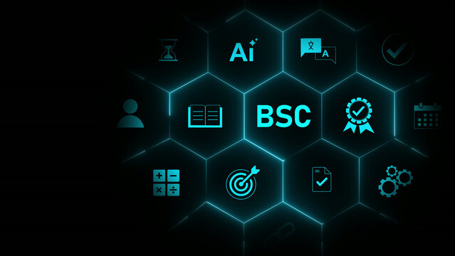 Business, Technology, Internet and network concept. Enterprise resource planning BSC concept, Abstract technology symbols. Motion graphics of business system