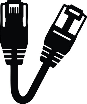 Silhouette vector of ethernet cable with two connectors design