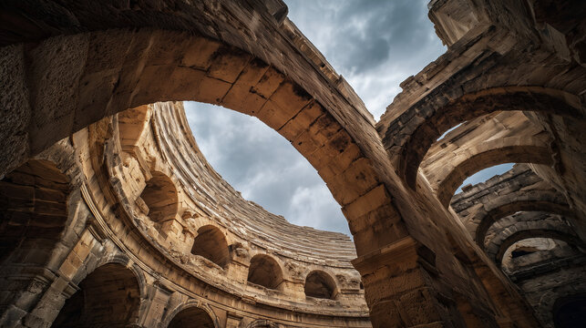 ローマ風円形劇場の壮大なアーチ構造 / Grand Arches of a Roman-Style Amphitheater