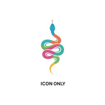 Colorful coiled snake icon on white background