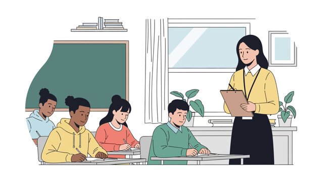 Teacher monitoring class obs
