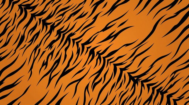 Tiger Skin Texture Background with Natural Fur Stripes Pattern Design