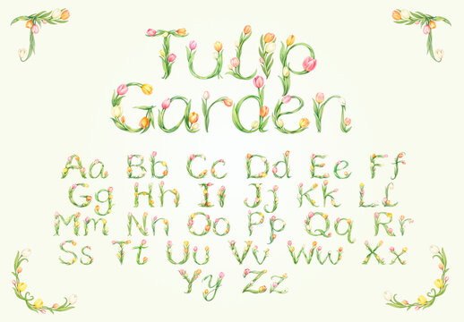 Floral Alphabet Template Editable Font