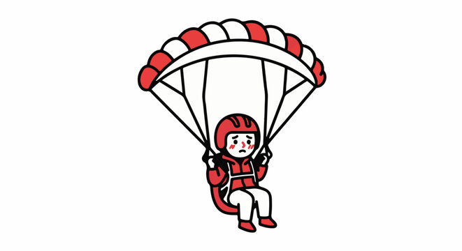 Illustration of Person Parachuting with Colorful Parachute.