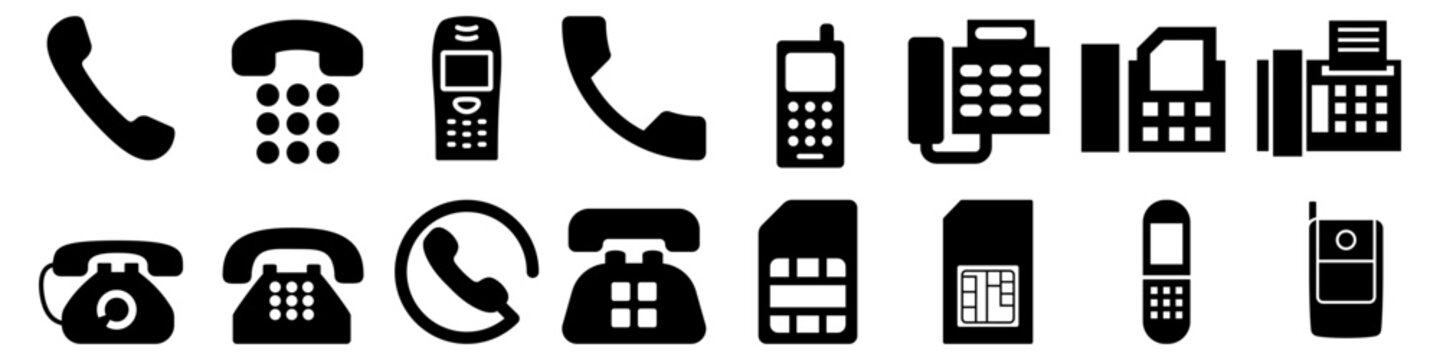 Telephone icon vector set. phone illustration sign collection. call symbol or logo. Design for web.