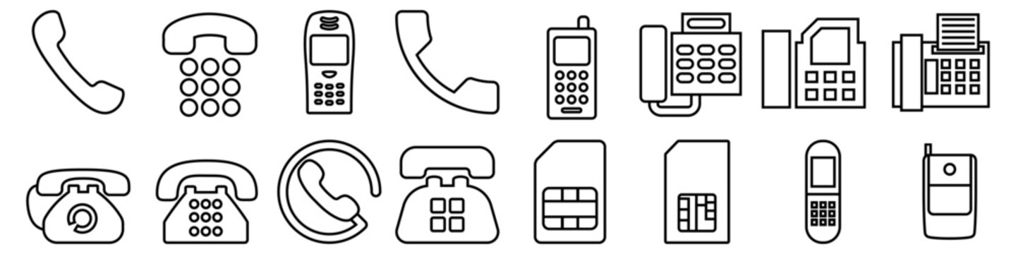 Telephone icon vector set. phone illustration sign collection. call symbol or logo. Design for web.