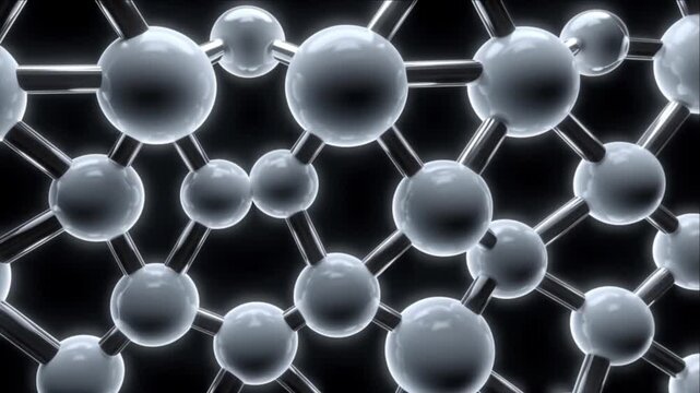 ナノテクノロジーや量子物理学の研究に最適な窒化ホウ素の原子結合構造の3D抽象映像