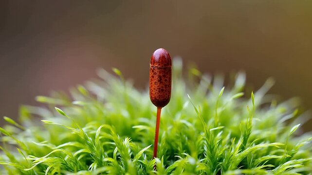 Moss Capsule Emerges on Sporophyte