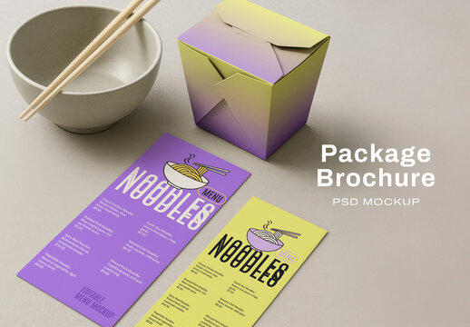 Noodle Packaging And Menu Mockup PSD