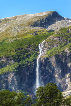 majestic waterfall in Briksdalen valley, Norway