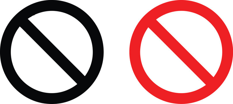 Black and red circular prohibition signs or no entry warning icons set Vector
