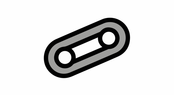 A graphic icon resembling a chain link with gray and black outline