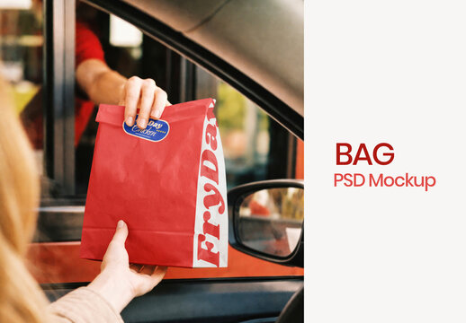 Drive Thru Bag Mockup Design PSD