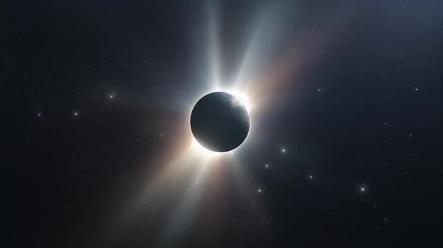 Cinematic Total Solar Eclipse with Radiant Solar Corona in Deep Space