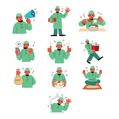 Fototapeta premium Ramadan Eid Muslim Man Illustration Collection