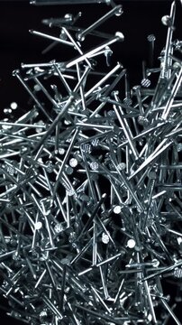The nails fly up and fall down. Filmed on a high-speed camera at 1000 fps. High quality FullHD footage