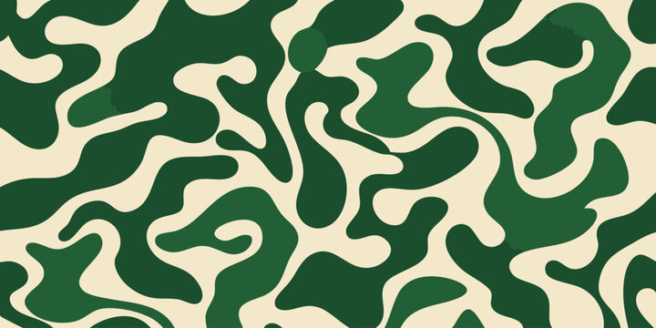 A close-up view of a green and beige camouflage pattern