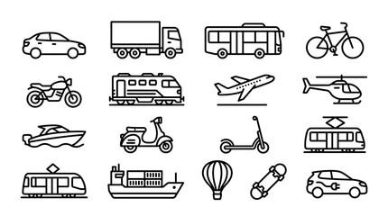 Vehicles Transportation Icons Set. © Okik