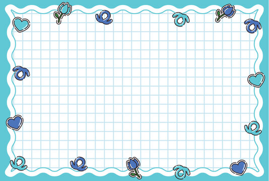 Retro Kawaii Pop Card Background, Horizontal Layout, Vintage Japanese Style, light blue