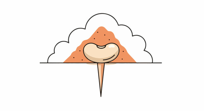 Stylized bean sprout emerging from a fluffy cloud-like structure