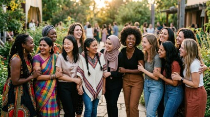 Fototapeta premium Women of the world concept, diverse female presence, global connection, empowerment and cultural unity theme for social campaigns, editorial storytelling and inclusive branding, strong human