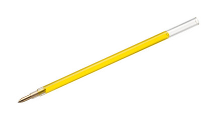 Fototapeta premium Transparent Ballpoint Pen Ink Refill Tube with Yellow Ink Isolated on White PNG