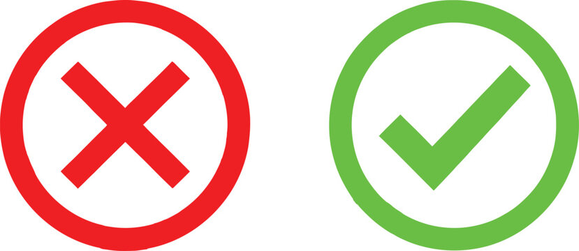 Red cross and green check mark icons representing right and wrong choices Vector