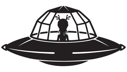 UFO Icon with Alien Pilot Silhouette © Madaheen
