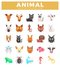 Fototapeta premium flat animal icons. including dogs. cats. deer. and insects